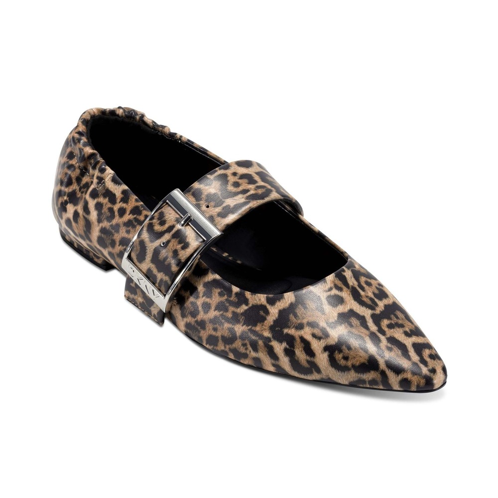 DKNY Cormic Women's US 6 Leopard Print Ballet Flat with Buckle